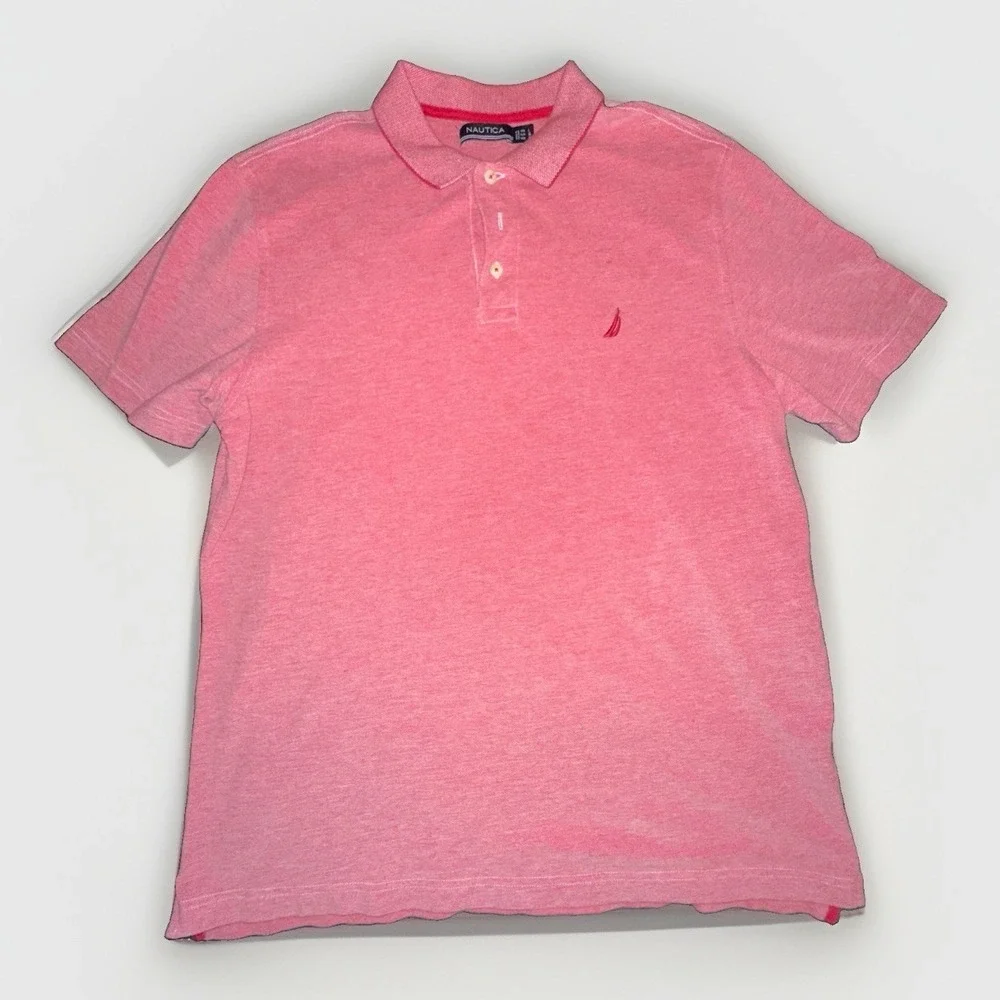 Nautica Mens Short Sleeve Polo Shirt Large (L) Red Classic Preppy